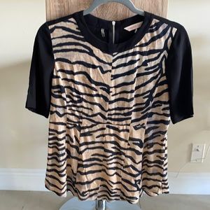 Rebecca Taylor silk and linen peplum blouse size 4